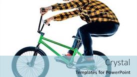 Presentation with bmx - Audience pleasing theme consisting of one-young-caucasian-man-bmx backdrop and a light blue colored foreground