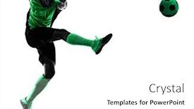  Presentation with soccer - Cool new theme with one-young-caucasian-soccer-player backdrop and a white colored foreground