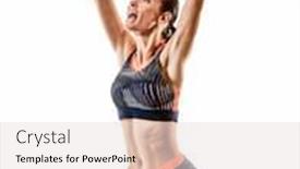  Presentation with athletics - Cool new PPT theme with one-young-caucasian-woman-runner backdrop and a light gray colored foreground