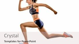  Presentation with athletics - Presentation consisting of one-young-caucasian-woman-runner background and a soft green colored foreground