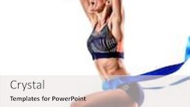  Presentation with running - Colorful presentation enhanced with one-young-caucasian-woman-runner backdrop and a light gray colored foreground