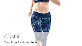  Presentation with running - PPT theme featuring one young caucasian woman runner running jogger jogging studio isolated in white background background and a white colored foreground