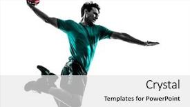  Presentation with one young man exercising handball - Presentation featuring one young man exercising handball background and a white colored foreground