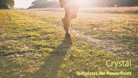  Presentation with pathway - Amazing presentation theme having one young man is jogging cross-country through the pathway in the meadow backdrop and a tawny brown colored foreground