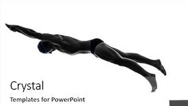  Presentation with one young man exercising handball - Cool new presentation theme with one young man swimmer swimming backdrop and a white colored foreground