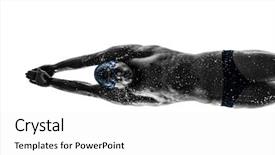  Presentation with swimming - Cool new PPT layouts with one young man swimmer swimming backdrop and a white colored foreground