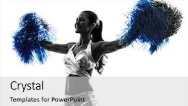  Presentation with cheerleading - Theme with one young woman cheerleader cheerleading background and a light gray colored foreground