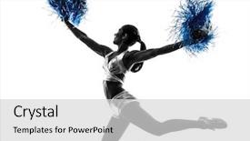 Presentation with cheerleading - Slide set having one young woman cheerleader cheerleading background and a light gray colored foreground