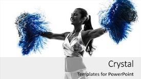  Presentation with cheerleading - Cool new PPT theme with one young woman cheerleader cheerleading backdrop and a light gray colored foreground