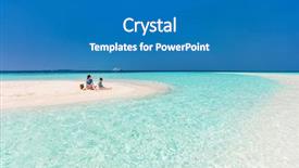  Presentation with tropical beach party - Presentation design having onepiece - mother and daughter enjoying tropical background and a teal colored foreground