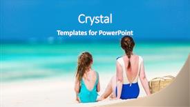 Presentation with tropical beach party - Amazing slide deck having onepiece - mother and daughter enjoying tropical backdrop and a  colored foreground