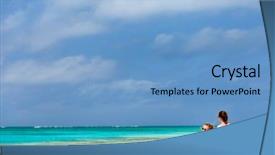  Presentation with tropical beach party - Colorful slide deck enhanced with onepiece - mother and daughter enjoying tropical backdrop and a  colored foreground