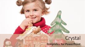  Presentation with gingerbread house - Cool new PPT theme with oneself made christmas cookies house backdrop and a coral colored foreground