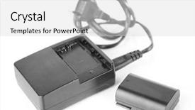  Presentation with battery - Colorful presentation design enhanced with onesource - charger and battery isolated backdrop and a light gray colored foreground