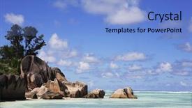  Presentation with beach - PPT theme with onesource - famous and beautiful beach background and a light blue colored foreground