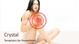  Presentation with joint pain - Presentation design enhanced with onesource - joint ache female person background and a lemonade colored foreground