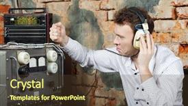  Presentation with white house - Slide set featuring onesource - man in big white headphones background and a tawny brown colored foreground