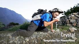  Presentation with pure water - Slides having onesource - one thirsty tourist traveller hiker background and a gray colored foreground