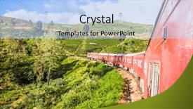  Presentation with tea plantation - Presentation theme consisting of onesource - train goes through tea plantation background and a light blue colored foreground