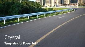  Presentation with asphalt road - PPT layouts enhanced with ong-gray-metal-barrier-bump background and a dark gray colored foreground