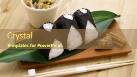  Presentation with rice - Presentation design enhanced with onigiri-a-japanese-traditional-rice background and a coral colored foreground