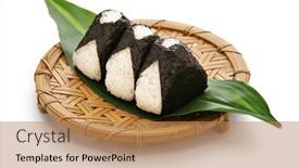  Presentation with japanese - Slide deck with onigiri-a-japanese-traditional-rice and a coral colored foreground