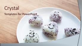  Presentation with white plate - Presentation design having onigiri rice balls on white background and a lemonade colored foreground