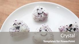  Presentation with white plate - Slide deck with onigiri rice balls on white background and a gray colored foreground