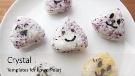  Presentation with faces - Presentation featuring onigiri rice balls with smiley background and a mint green colored foreground