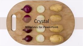  Presentation with wooden board for oktoberfest - Audience pleasing slide deck consisting of onion and potatoes on wooden backdrop and a  colored foreground