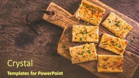  Presentation with cutting board - PPT theme with onion-cake-zwiebelkuchen-homemade-savory background and a tawny brown colored foreground