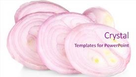  Presentation with onion - Slide set consisting of onion cut with rings isolated on white background and a pink colored foreground