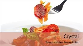  Presentation with sweet basil - Cool new presentation theme with italian pasta with salami cold backdrop and a red colored foreground