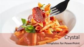  Presentation with bulgarian - Presentation theme with pasta with salami cold smoke background and a red colored foreground