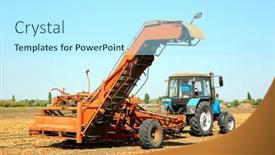  Presentation with agricultural - Slides featuring onion harvesting with modern agricultural equipment in field background and a cool aqua colored foreground