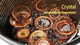  Presentation with deep - Cool new PPT theme with onion in deep fryer closeup backdrop and a tawny brown colored foreground