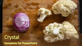  Presentation with wooden boat at sea edge - Theme having onion on a wooden board background and a tawny brown colored foreground