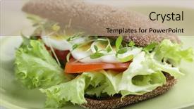  Presentation with red onion - Slide deck with onion on the rye bread background and a coral colored foreground