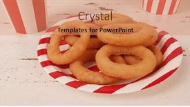  Presentation with food red - Theme having onion-rings-tasty-fast-food background and a coral colored foreground