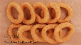  Presentation with fast food - Theme having onion-rings-tasty-fast-food background and a red colored foreground