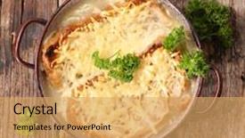  Presentation with onion - Theme enhanced with onion soup with bread and cheese background and a yellow colored foreground