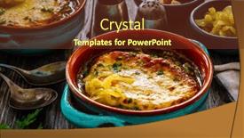  Presentation with onion - Presentation design featuring onion-soup-with-roasted-bread background and a tawny brown colored foreground