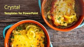  Presentation with onion - Slides featuring onion-soup-with-roasted-bread background and a tawny brown colored foreground