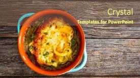  Presentation with onion - PPT theme consisting of onion-soup-with-roasted-bread background and a violet colored foreground