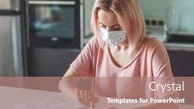  Presentation with financial crisis - Amazing presentation theme having online-and-freelance-work-woman backdrop and a coral colored foreground