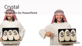  Presentation with octopus on isolated white - Audience pleasing presentation design consisting of online auction - arab businessman isolated on white backdrop and a white colored foreground