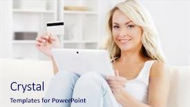  Presentation with credit card fraud - Amazing theme having online auction - attractive blond woman backdrop and a  colored foreground