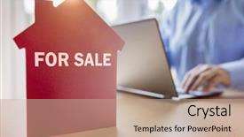  Presentation with real estate for sale - Cool new presentation with online auction - man using laptop searching backdrop and a coral colored foreground