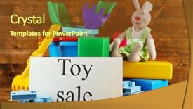  Presentation with toys clay - Colorful slide set enhanced with online auction - toys for sale on wooden backdrop and a  colored foreground