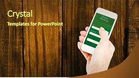  Presentation with online banking - Presentation design consisting of online banking against hand using smartphone background and a tawny brown colored foreground